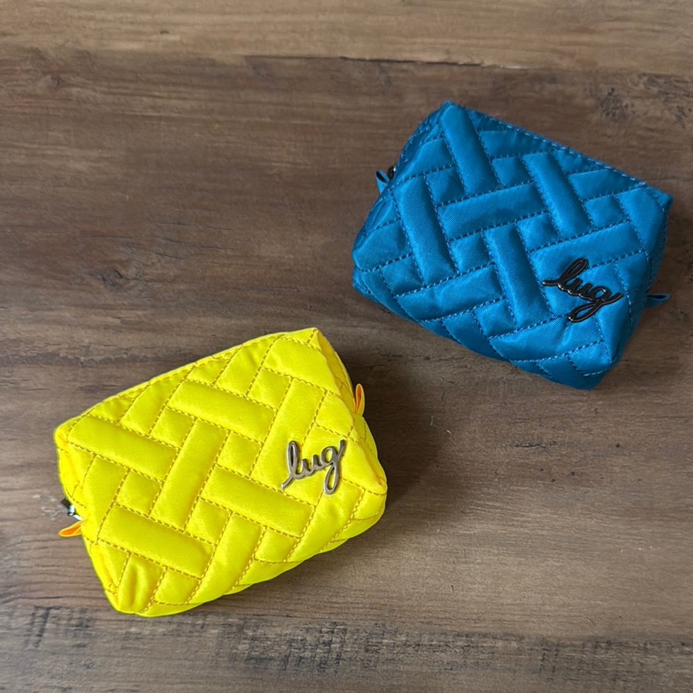 NWOT Lug Pill Box - Choo Choo Mini in Yellow and Ocean Blue Sold in set of 2